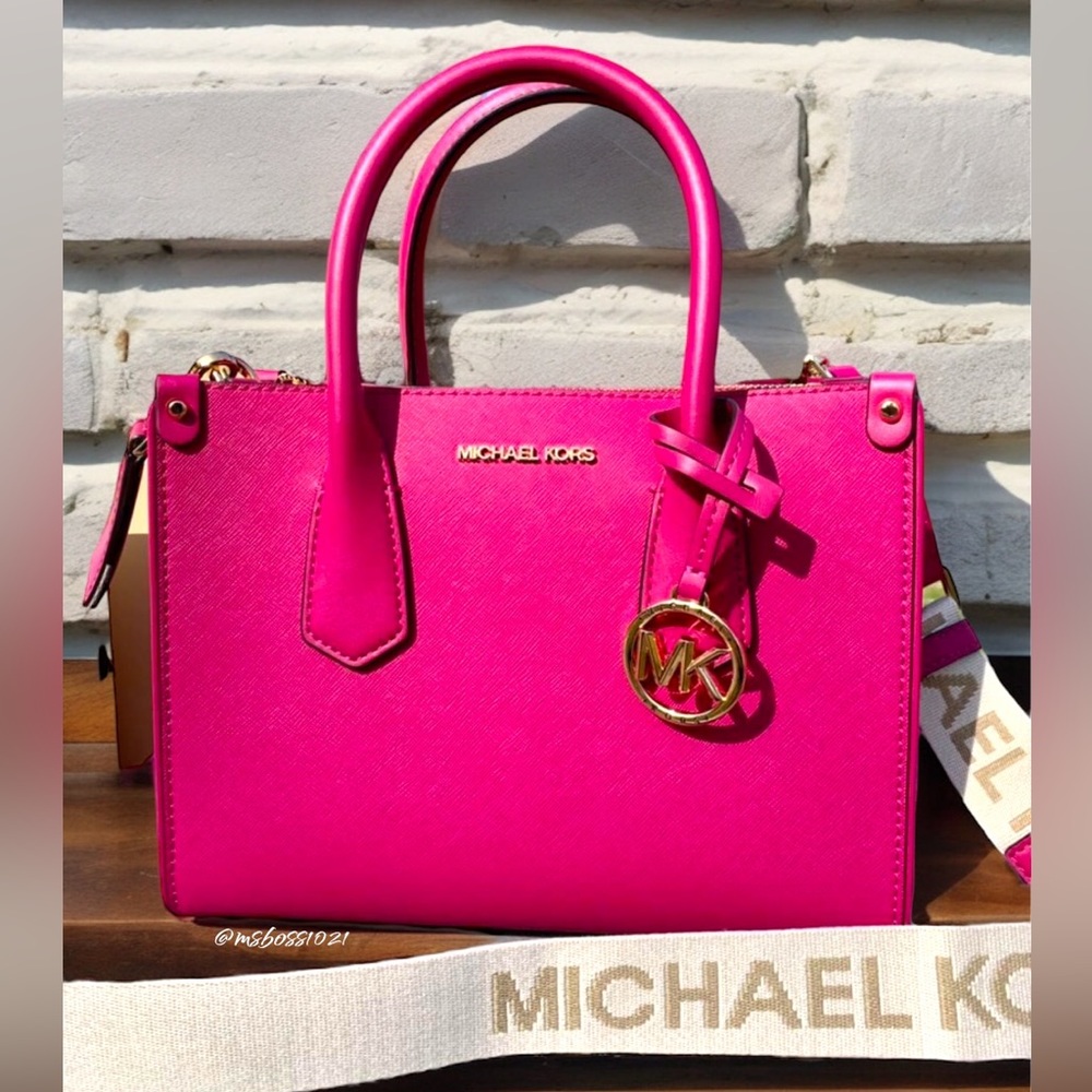 Michael Kors Maple Small Satchel in Deep Fuchsia NWT - Picture 2 of 13
